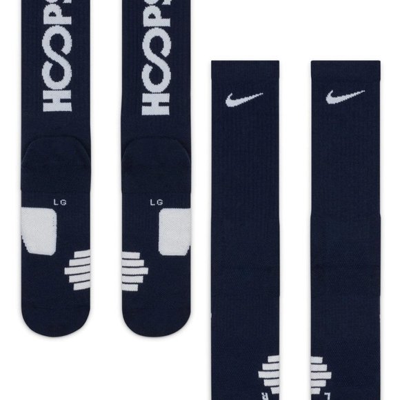 Nike- Elite Dri Fit Crew Socks HOOPS  Navy/White SZ-L (8-12)- NWT- 2 Pairs - Picture 3 of 3